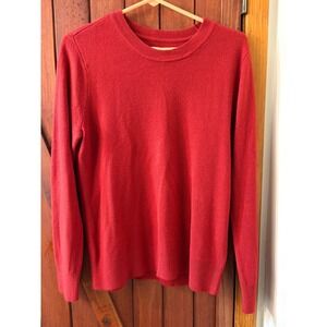 Croft & Barrow Petites Red Crewneck Long Sleeve Knit Pullover Sweater PM
